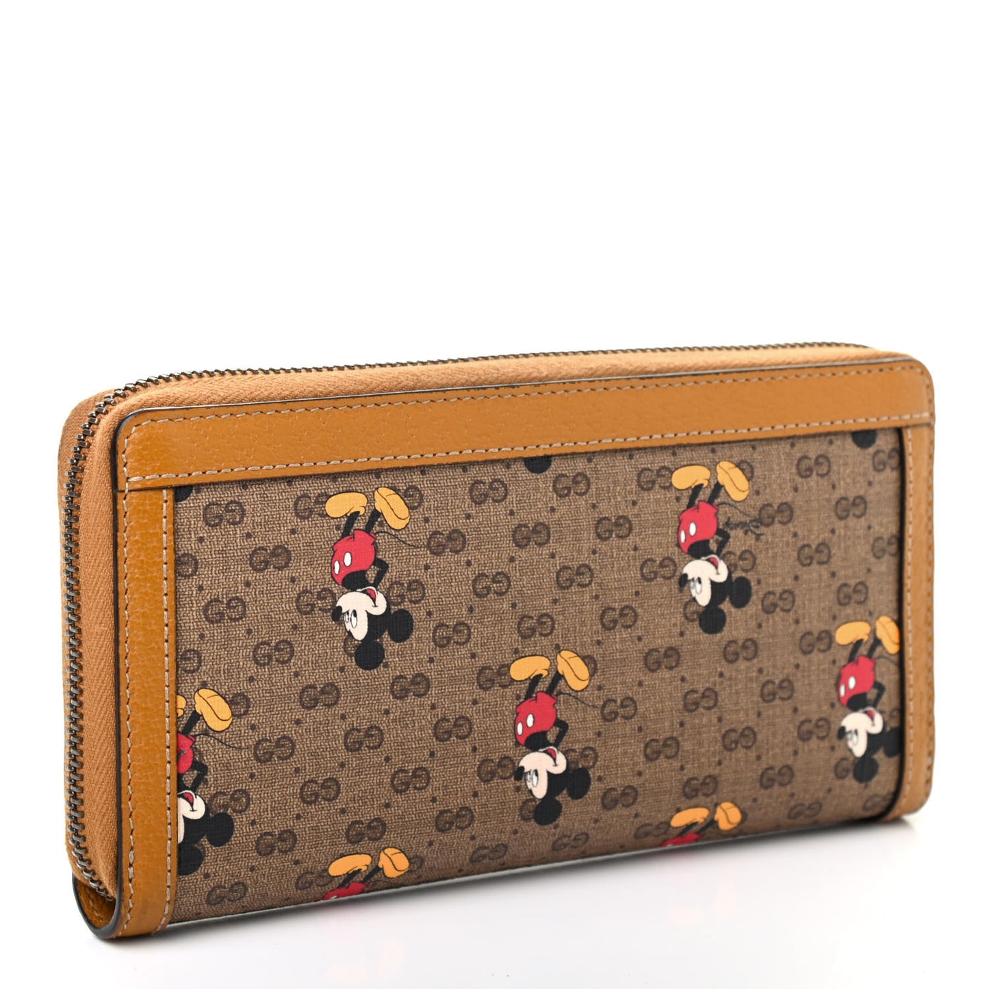 X DISNEY Mini Vintage GG Supreme Monogram Mickey Mouse Zip Around Wallet Beige Vintage Sun Oil