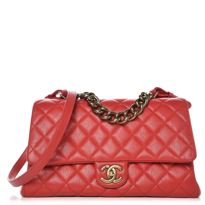 Chanel Shiny Sheepskin Quilted Large Trapezio Flap Red 1 of 8