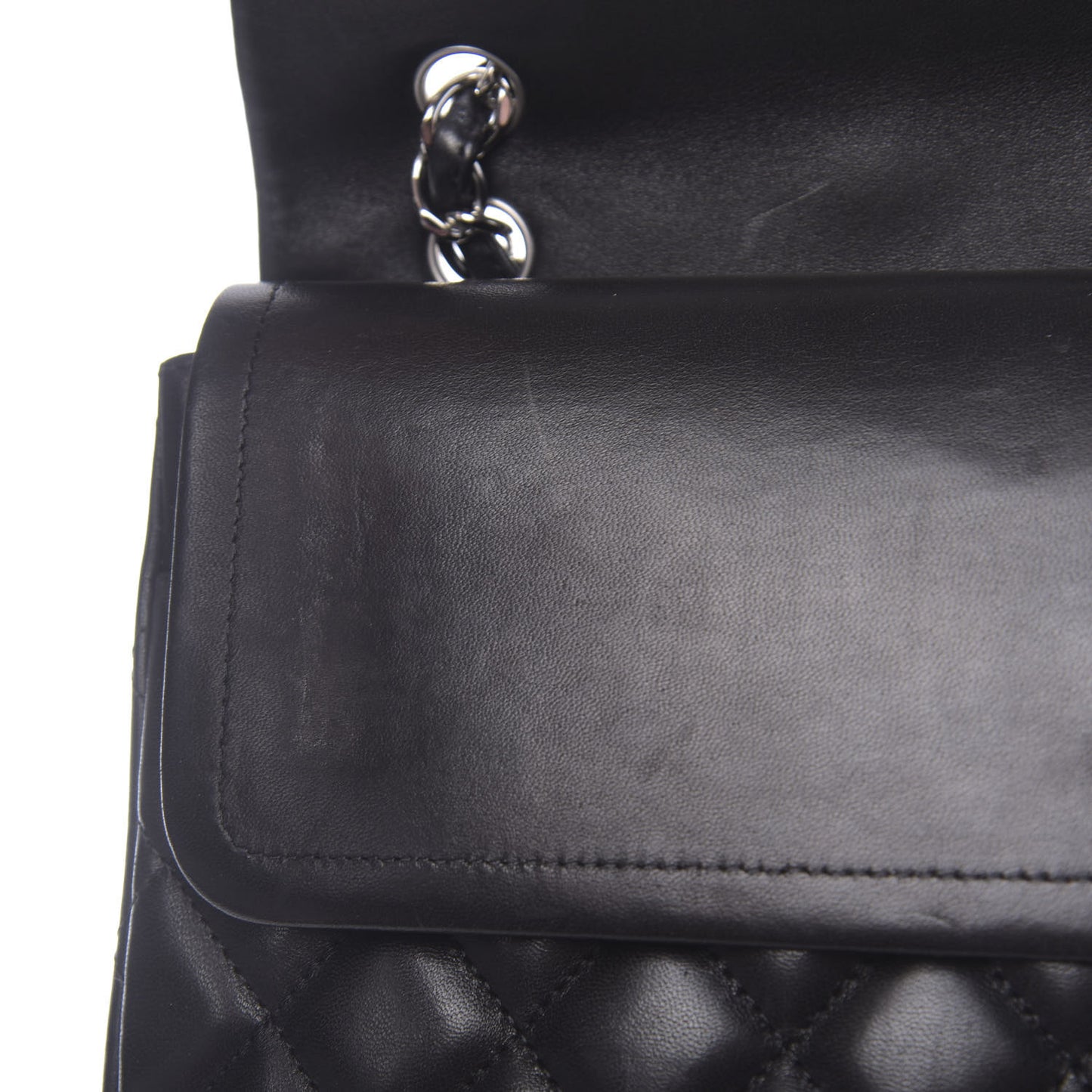 Lambskin Quilted Maxi Double Flap Black