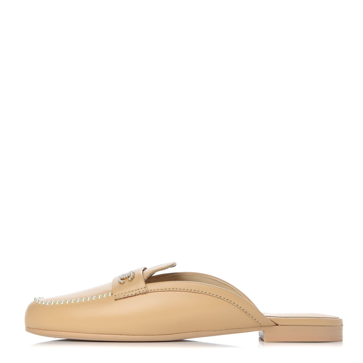Chanel Lambskin Pearl CC Mules 40.5 Beige 1 of 14