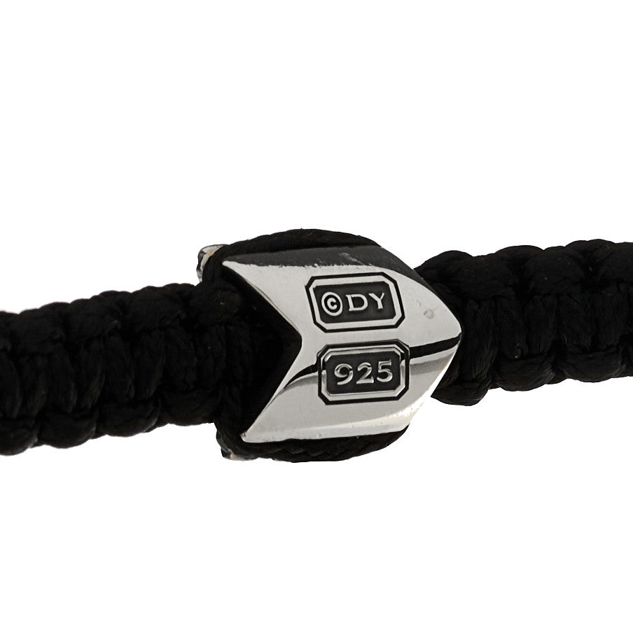 Sterling Silver Nylon Chevron Bracelet Black