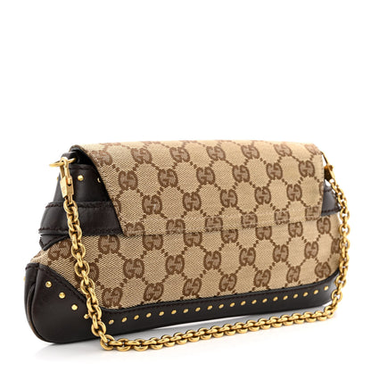 Gucci Monogram Studded Small Horsebit Clutch Dark Brown 3 of 14