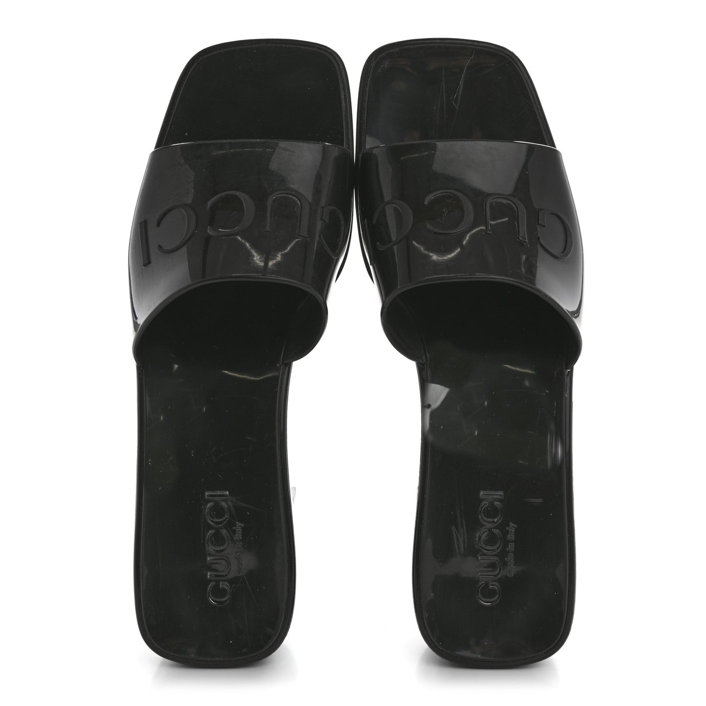 Rubber Gucci Logo Womens Platform 20/60mm Slide Sandals 37 Black