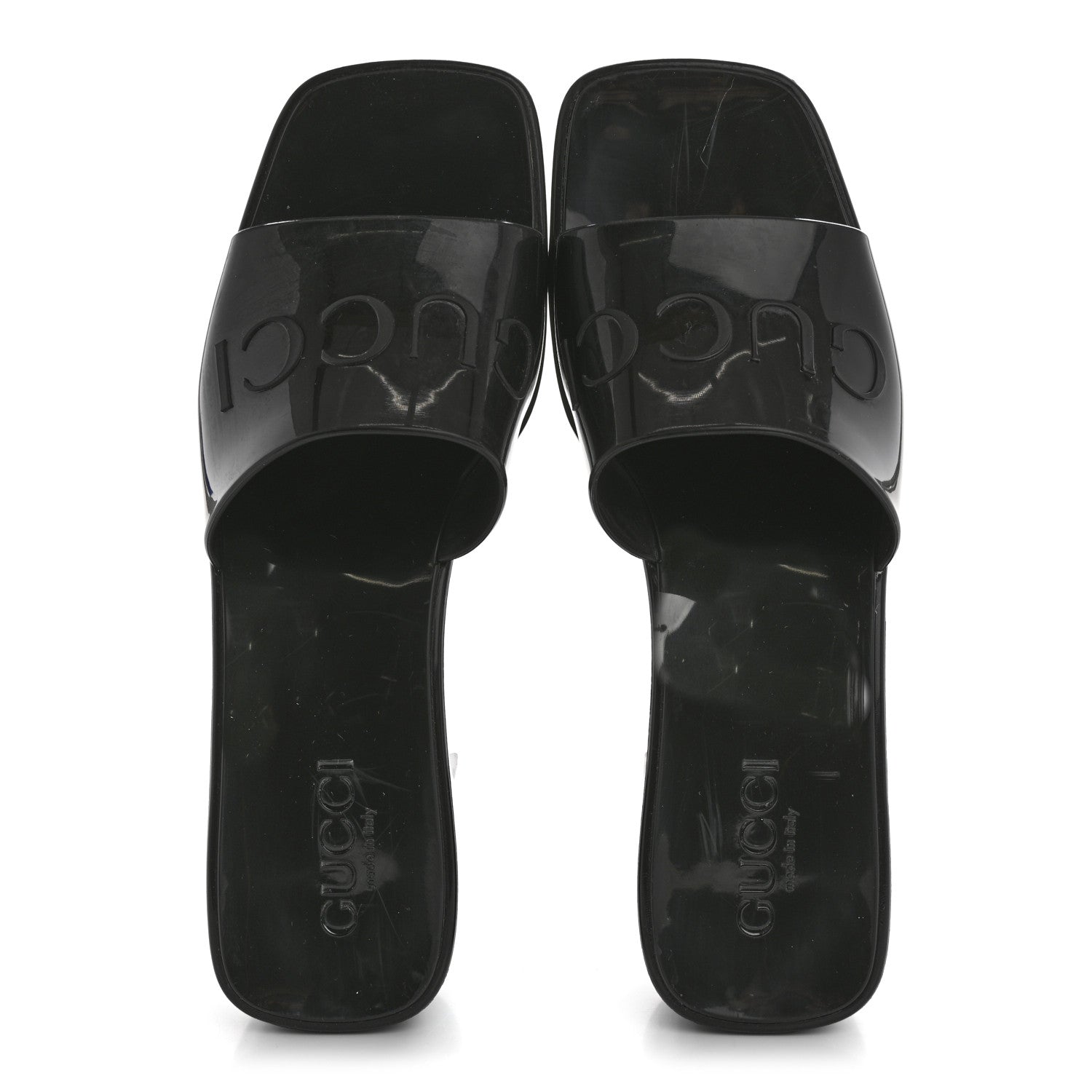 Gucci Rubber Gucci Logo Womens Platform 20/60mm Slide Sandals 37 Black 2 of 10