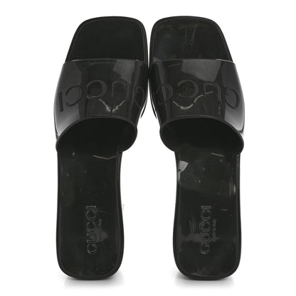 Gucci Rubber Gucci Logo Womens Platform 20/60mm Slide Sandals 37 Black 2 of 10