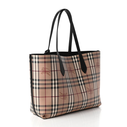 Burberry Grainy Calfskin Haymarket Check Medium Reversible Tote Black 11 of 16