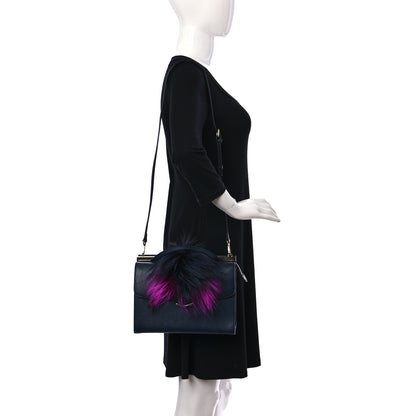Fendi Vitello Elite Fur Demi Jour Shoulder Bag Navy 2 of 12