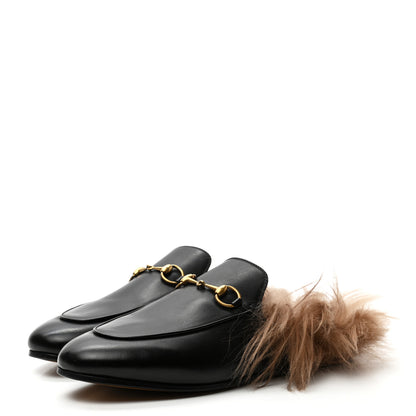 Gucci Calfskin Fur Womens Princetown Slippers 38.5 Black 3 of 7