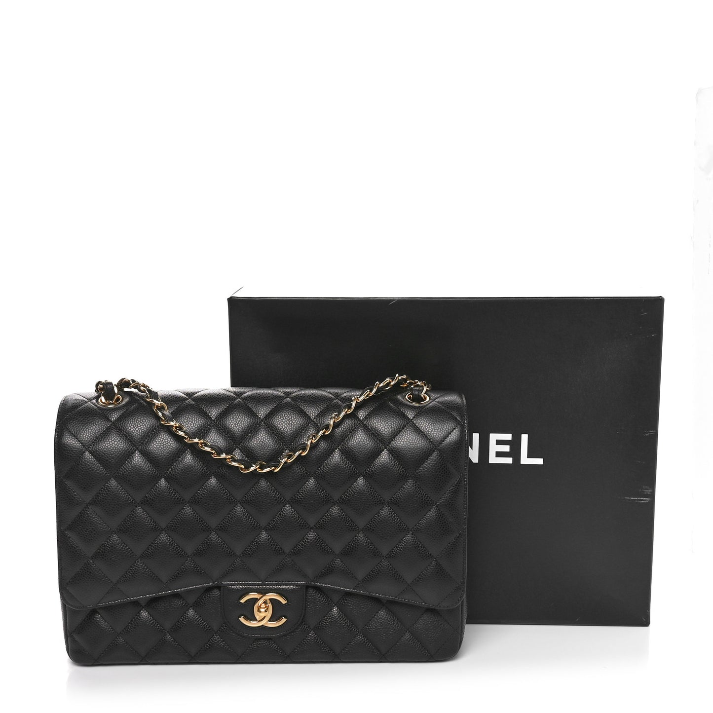 Caviar Quilted Maxi Double Flap Black