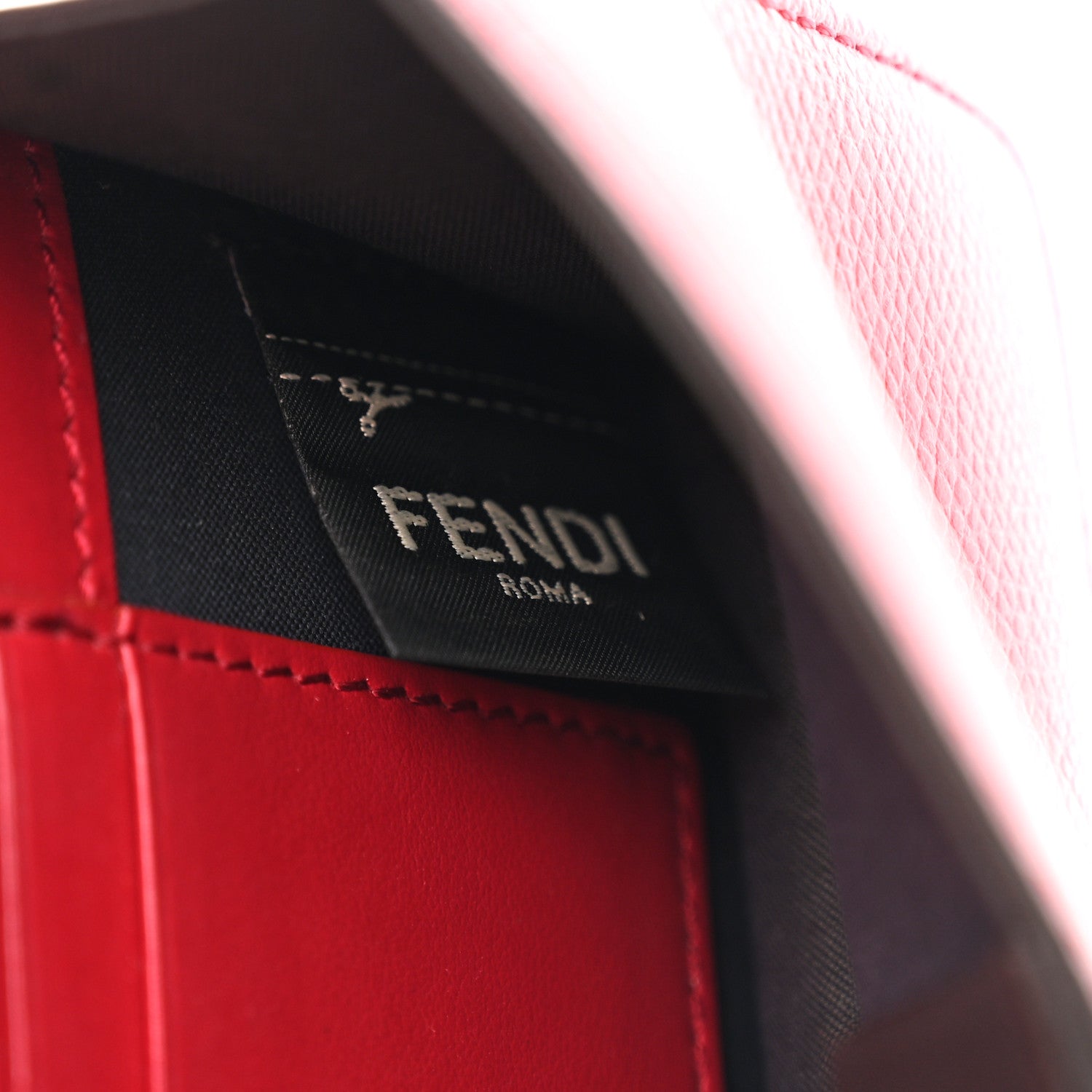 Fendi Vitello Cruise F is Fendi Bi-Color FF 1974 Embossed Envelope Belt Bag Maya Black Fragola 7 of 14