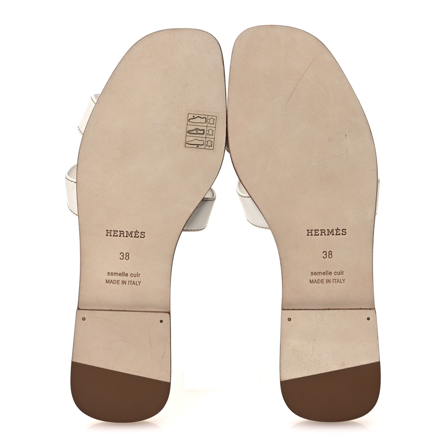 Box Calfskin Oran Sandals 38 White