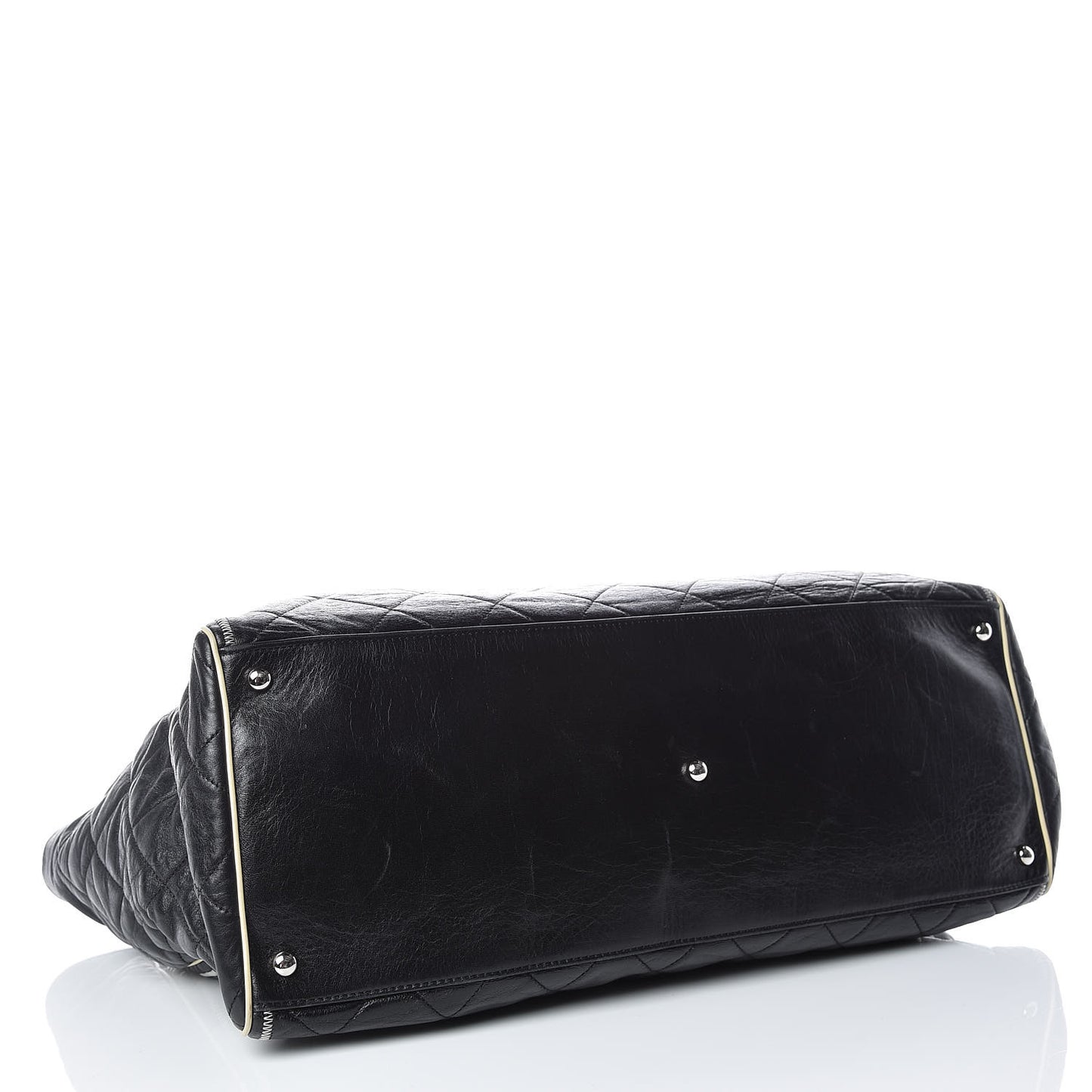 Lambskin Quilted Large East West Tote Black