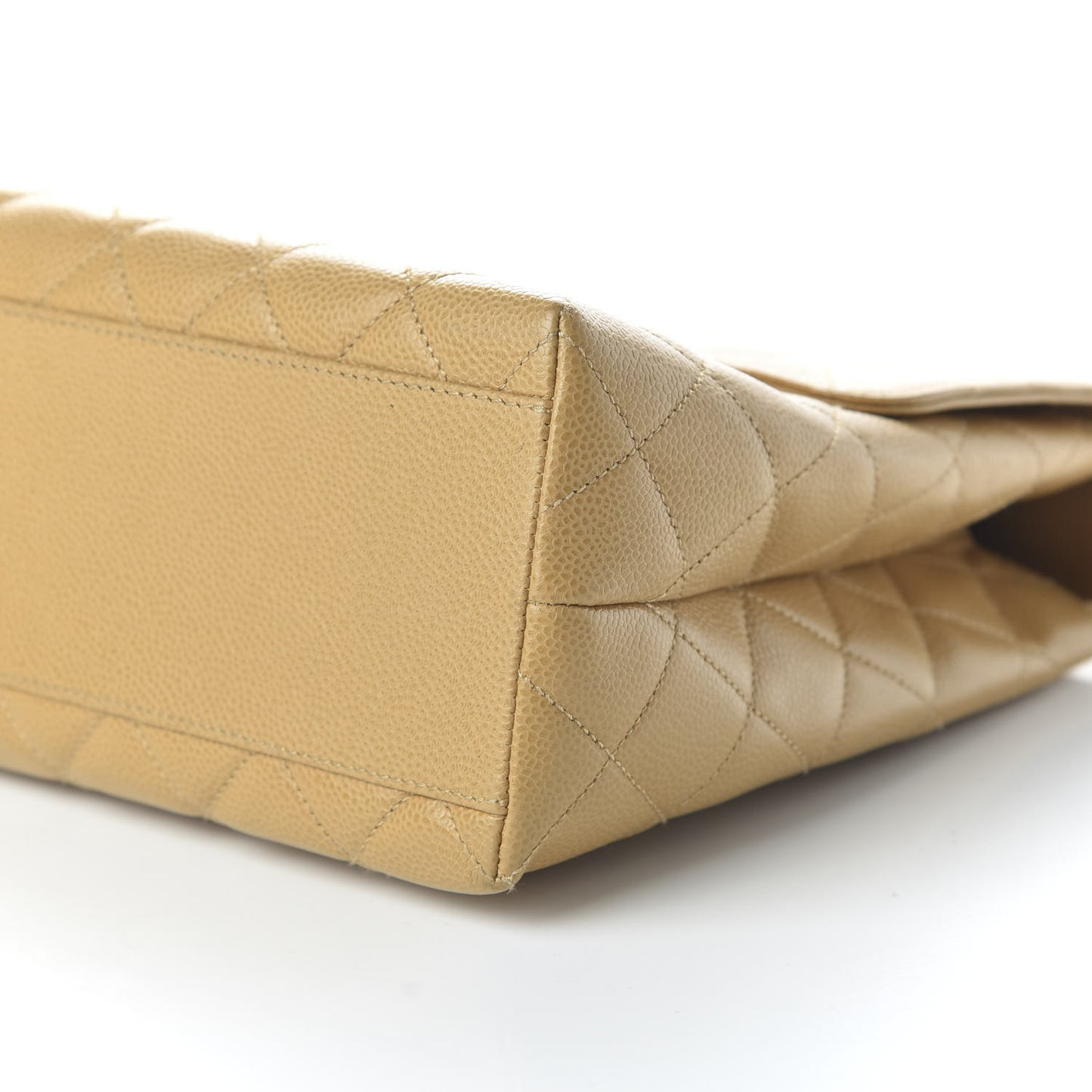 Caviar Quilted Jumbo Kelly Flap Beige