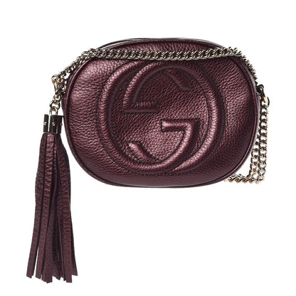 Gucci Metallic Cellarius Calfskin Mini Soho Chain Bag Classic Burgundy 1 of 7