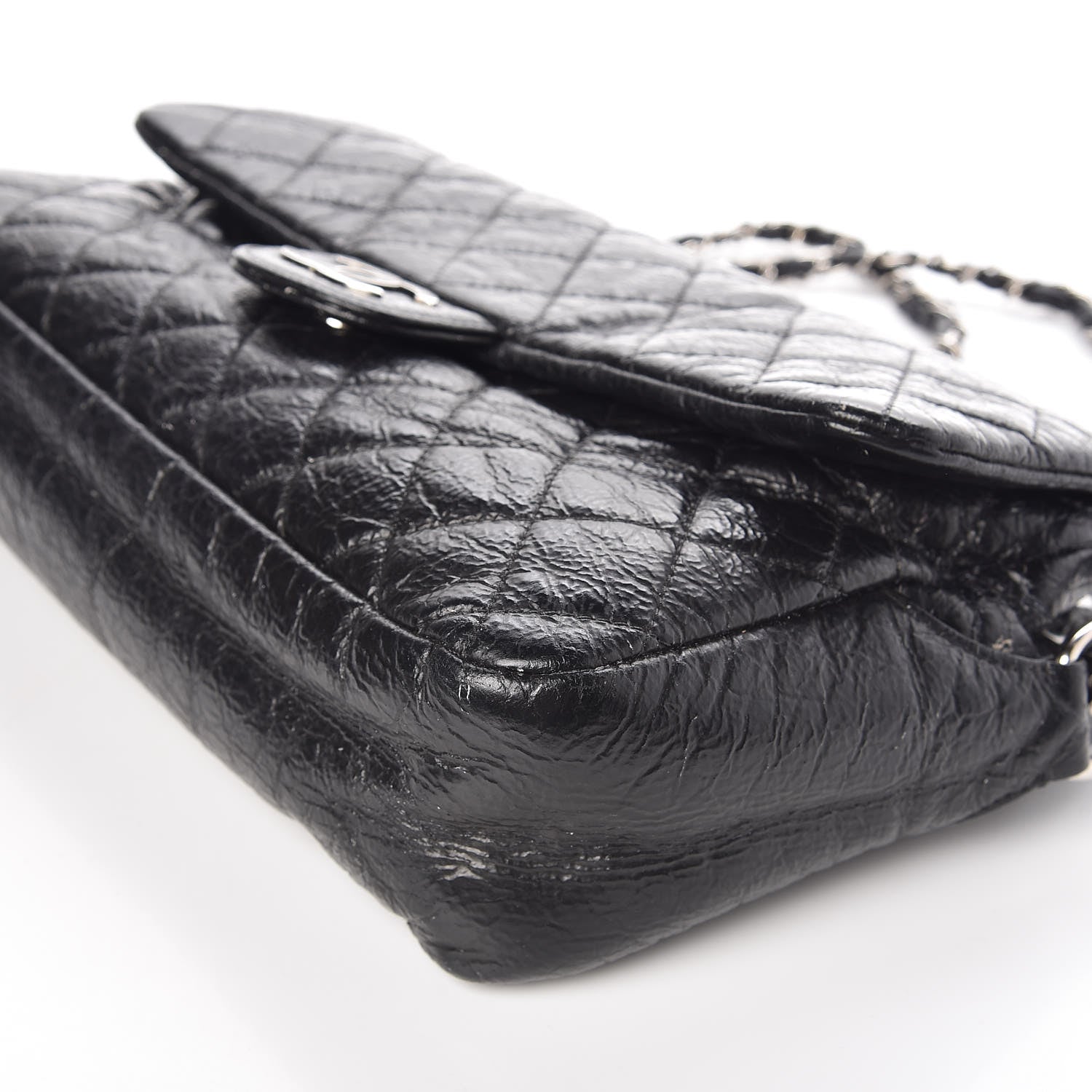 Chanel Crackled Calfskin Quilted Large Flap Black 10 of 14