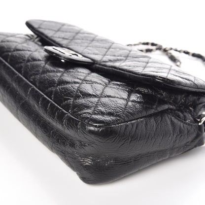 Chanel Crackled Calfskin Quilted Large Flap Black 10 of 14