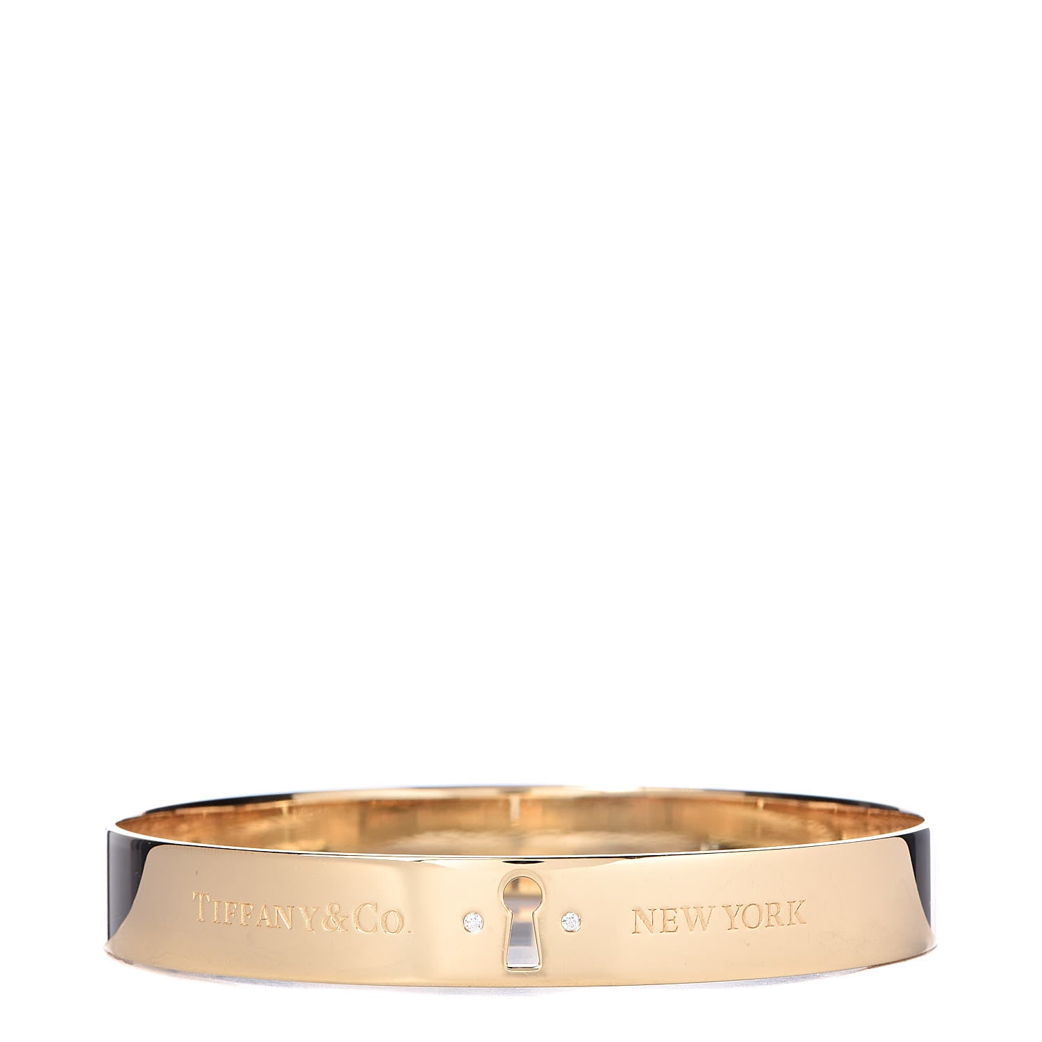 Tiffany 18K Yellow Gold Diamond Narrow Locks Bangle Bracelet 1 of 4