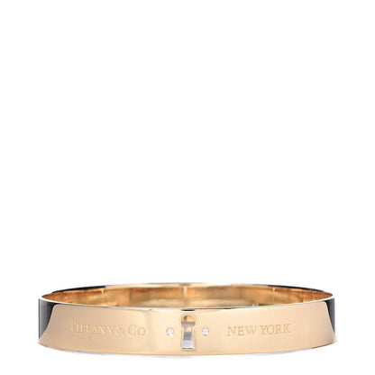 Tiffany 18K Yellow Gold Diamond Narrow Locks Bangle Bracelet 1 of 4
