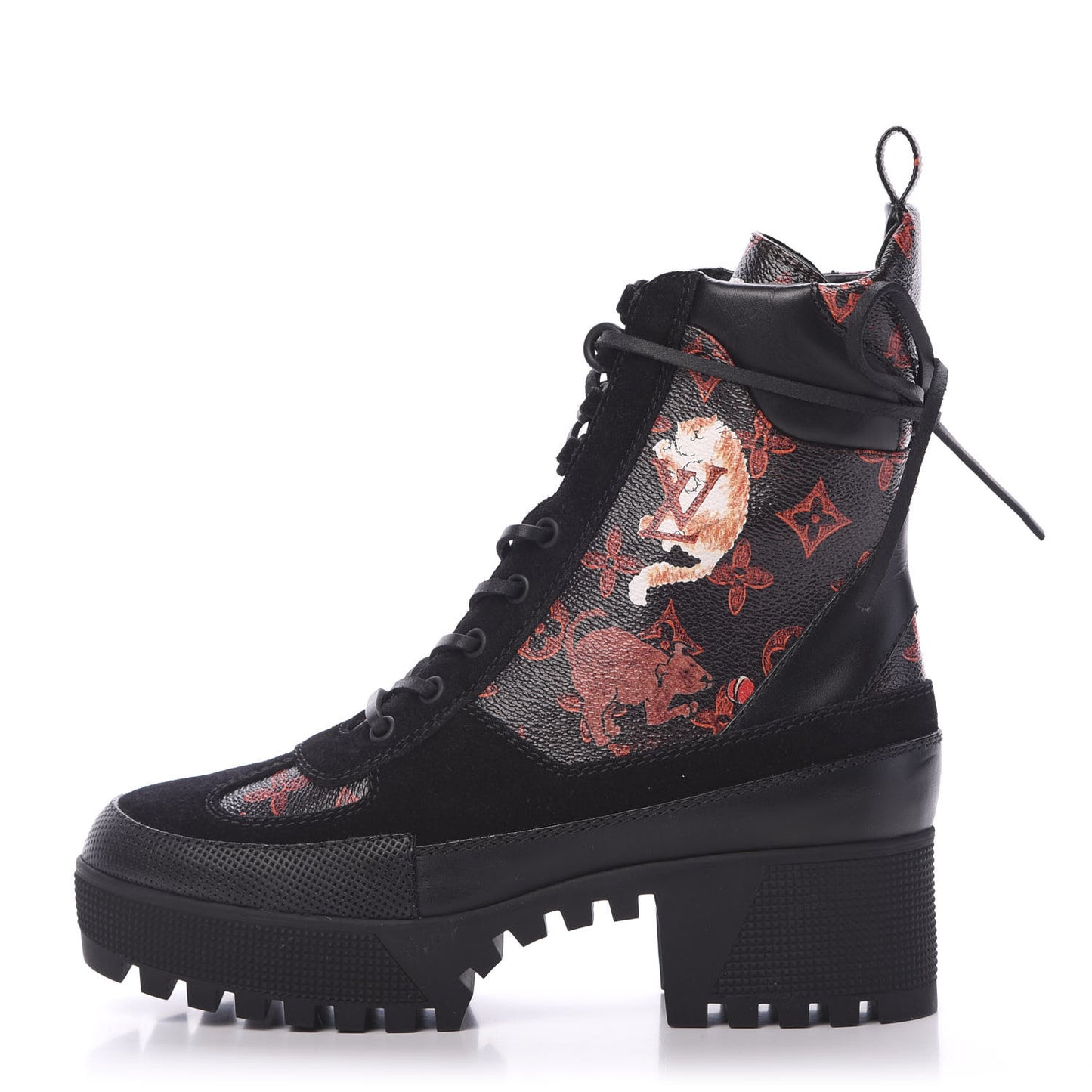 Suede Calfskin Catogram Laureate Platform Desert Boots 39 Black Marron