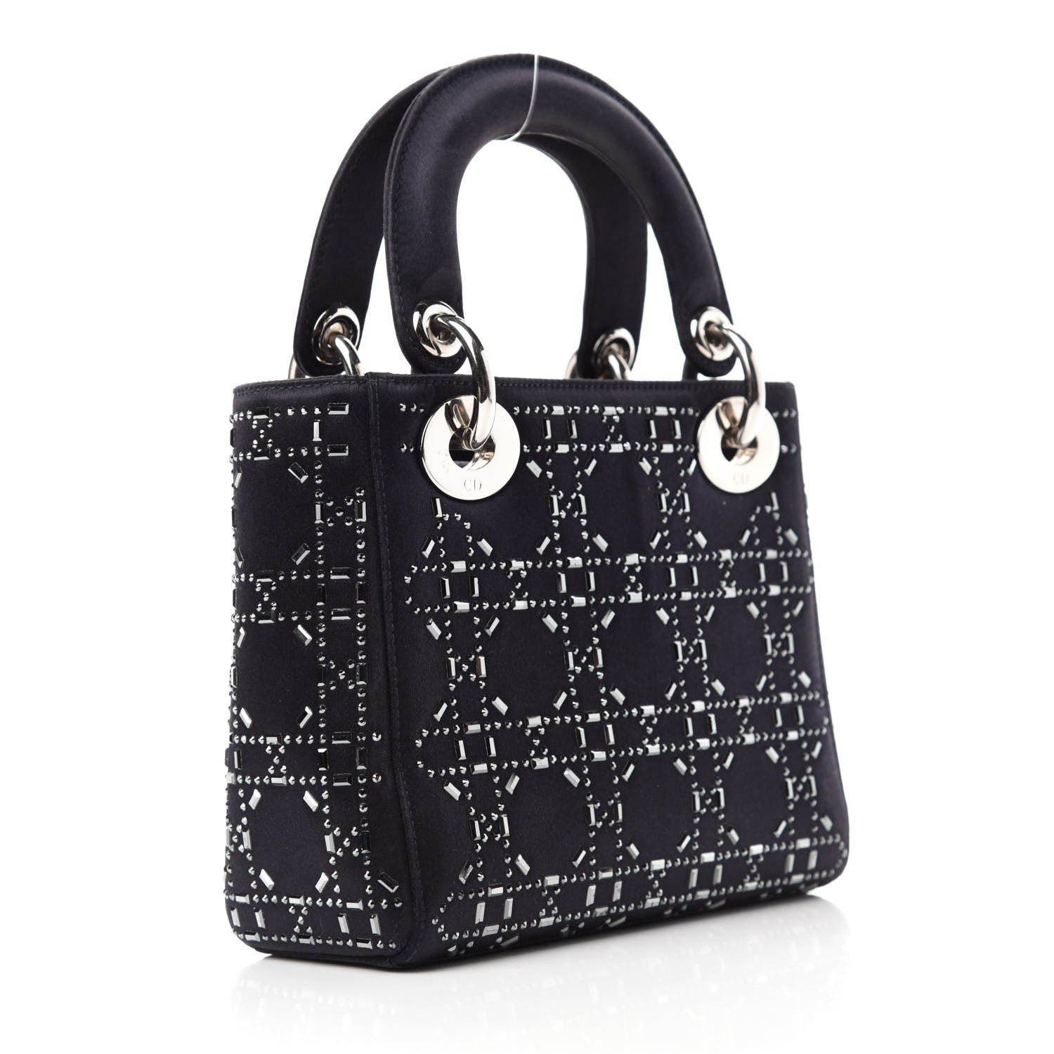 Christian Dior Satin Crystal Cannage Mini Lady Dior Navy 3 of 10