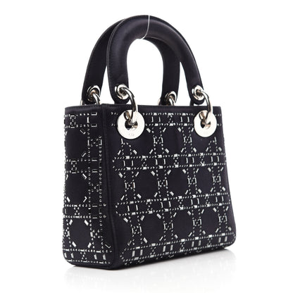 Christian Dior Satin Crystal Cannage Mini Lady Dior Navy 3 of 10