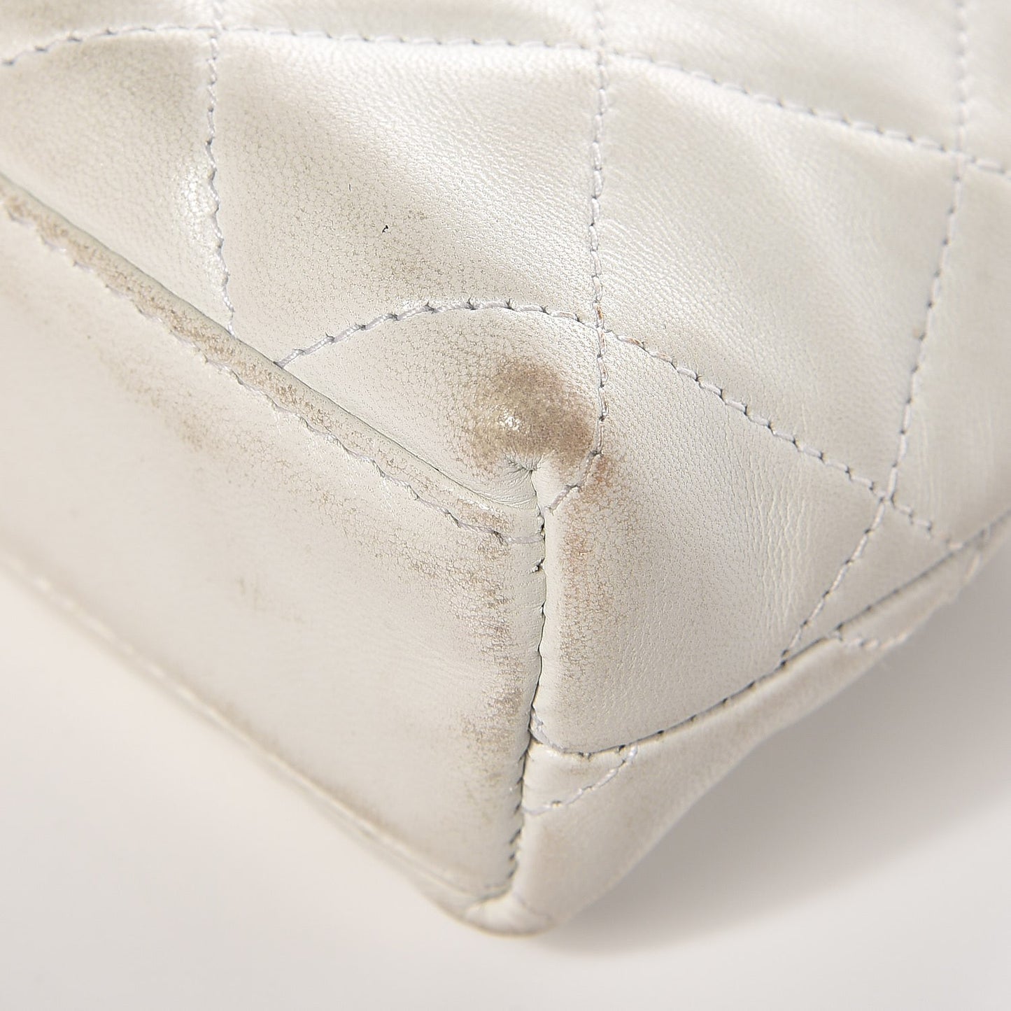Lambskin Quilted Flap Waist Belt Bag White