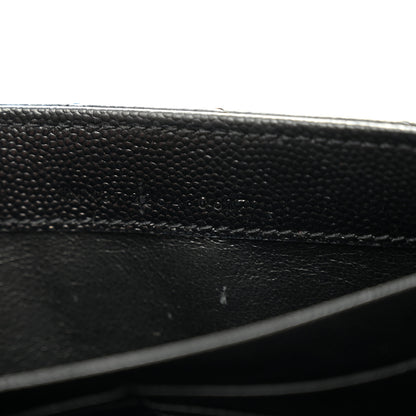 Saint Laurent Grain De Poudre Matelasse Chevron Monogram Flap Wallet Black 7 of 8