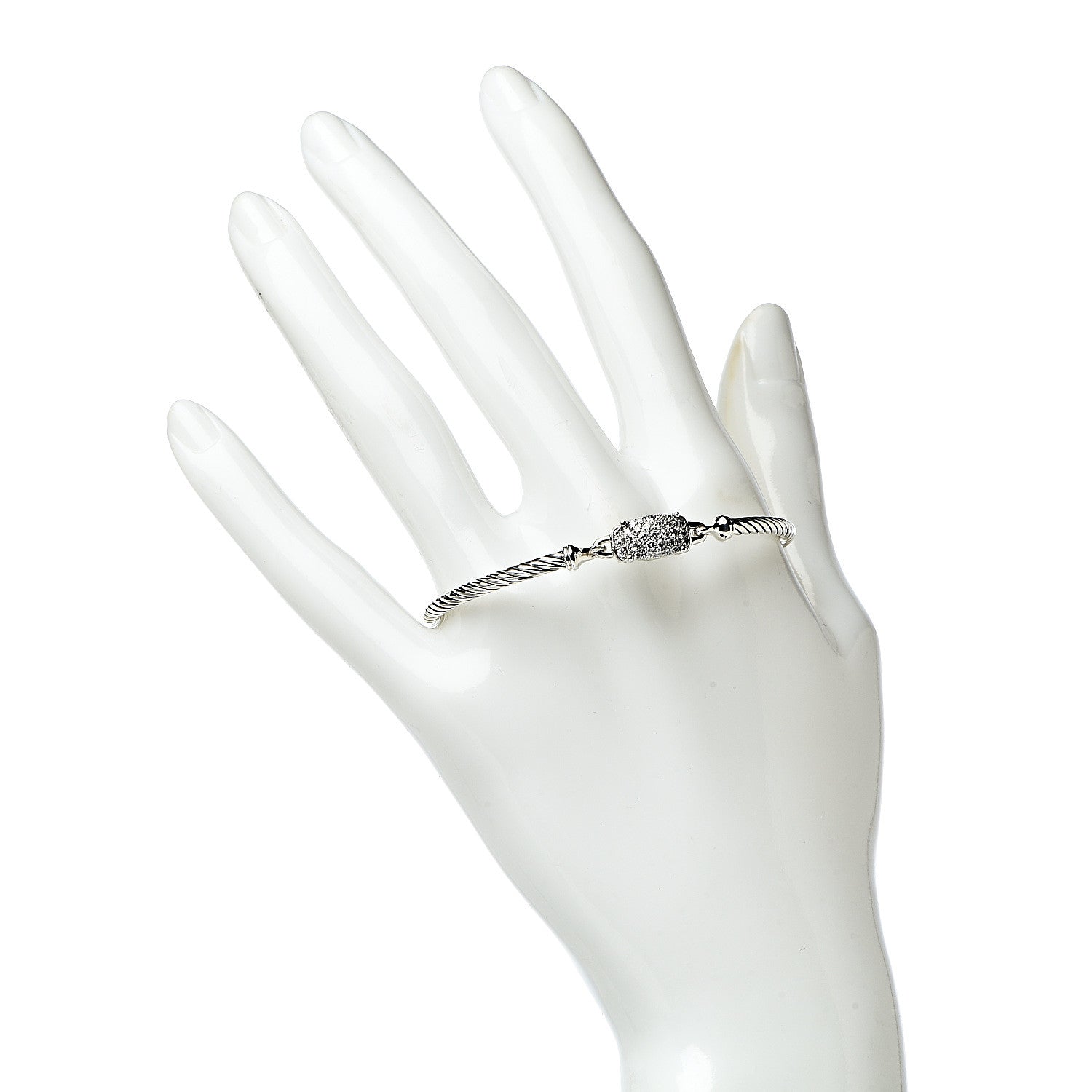David Yurman Sterling Silver Diamond 3mm Small Wheaton Bracelet 2 of 5