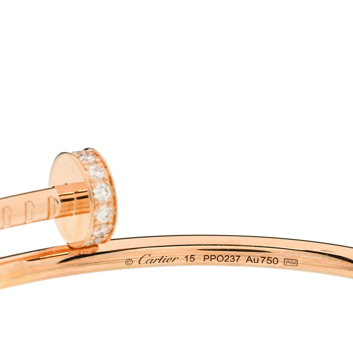 Cartier 18K Pink Gold Diamond Small Juste Un Clou Bracelet 15 3 of 3