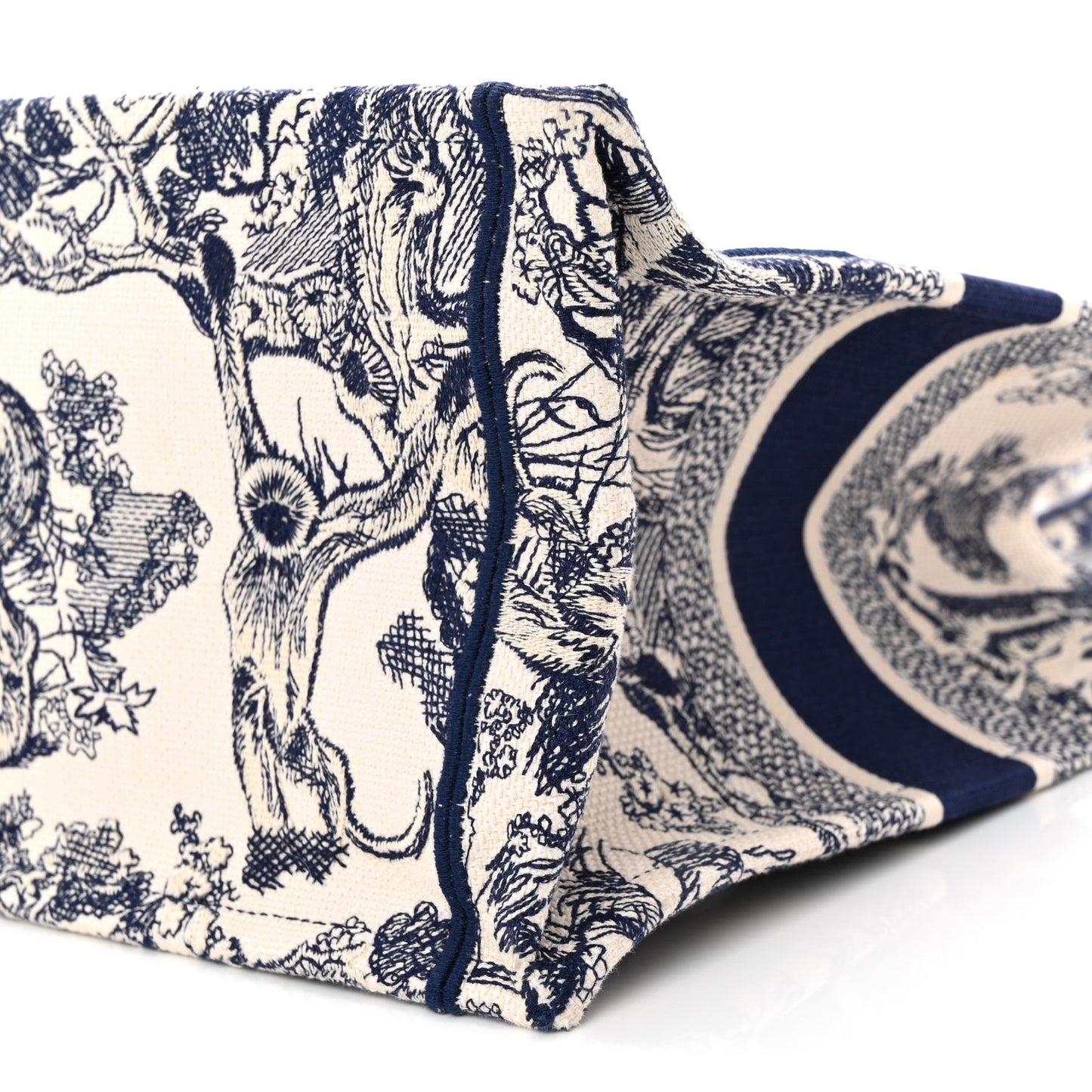 Canvas Embroidered Medium Dioriviera Toile De Jouy Book Tote Blue