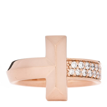 Tiffany 18K Rose Gold Diamond T T1 Ring 49 5 1 of 5