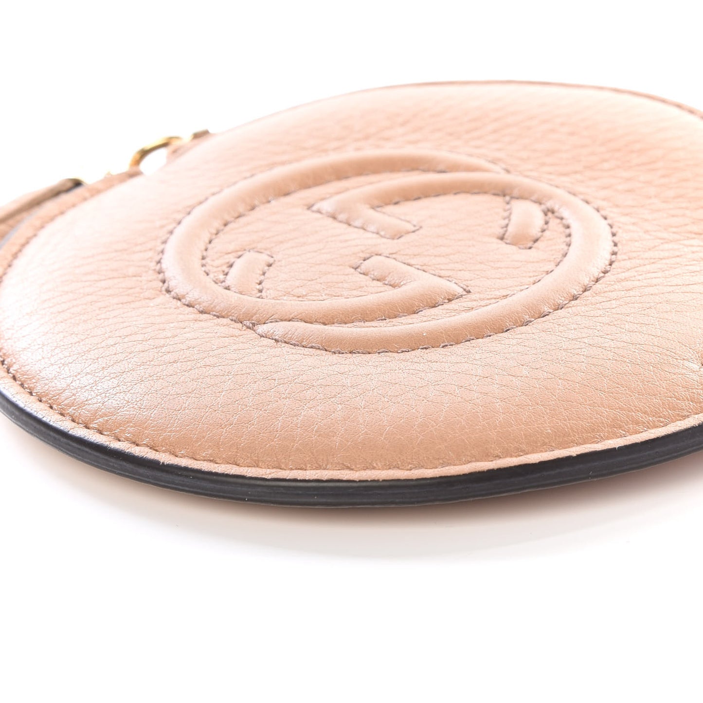 Pebbled Calfskin Round Coin Purse Pale Pink