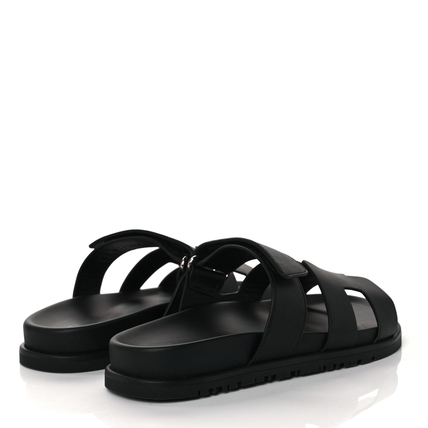 Hermes Calfskin Womens Chypre Sandals 37.5 Black 4 of 9