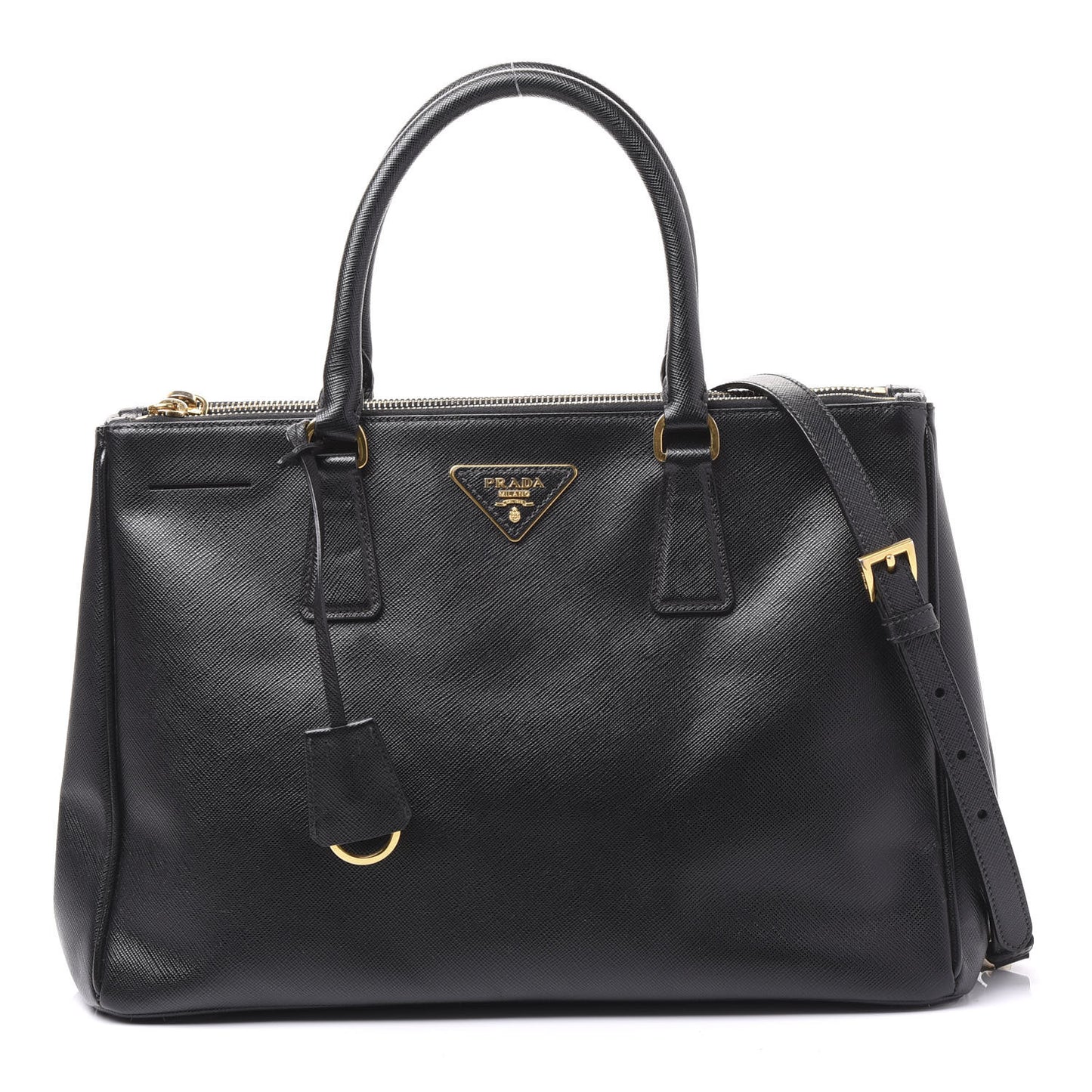 Saffiano Medium Galleria Double Zip Tote Black