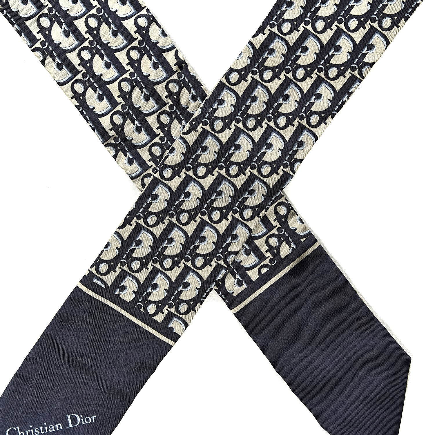 Christian Dior Silk Oblique Mitzah Scarf Blue 4 of 5