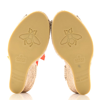 Gucci Canvas Ankle Wrap Interlocking G Platform 35/120mm Espadrille Wedges 36 Orange Yellow 5 of 9
