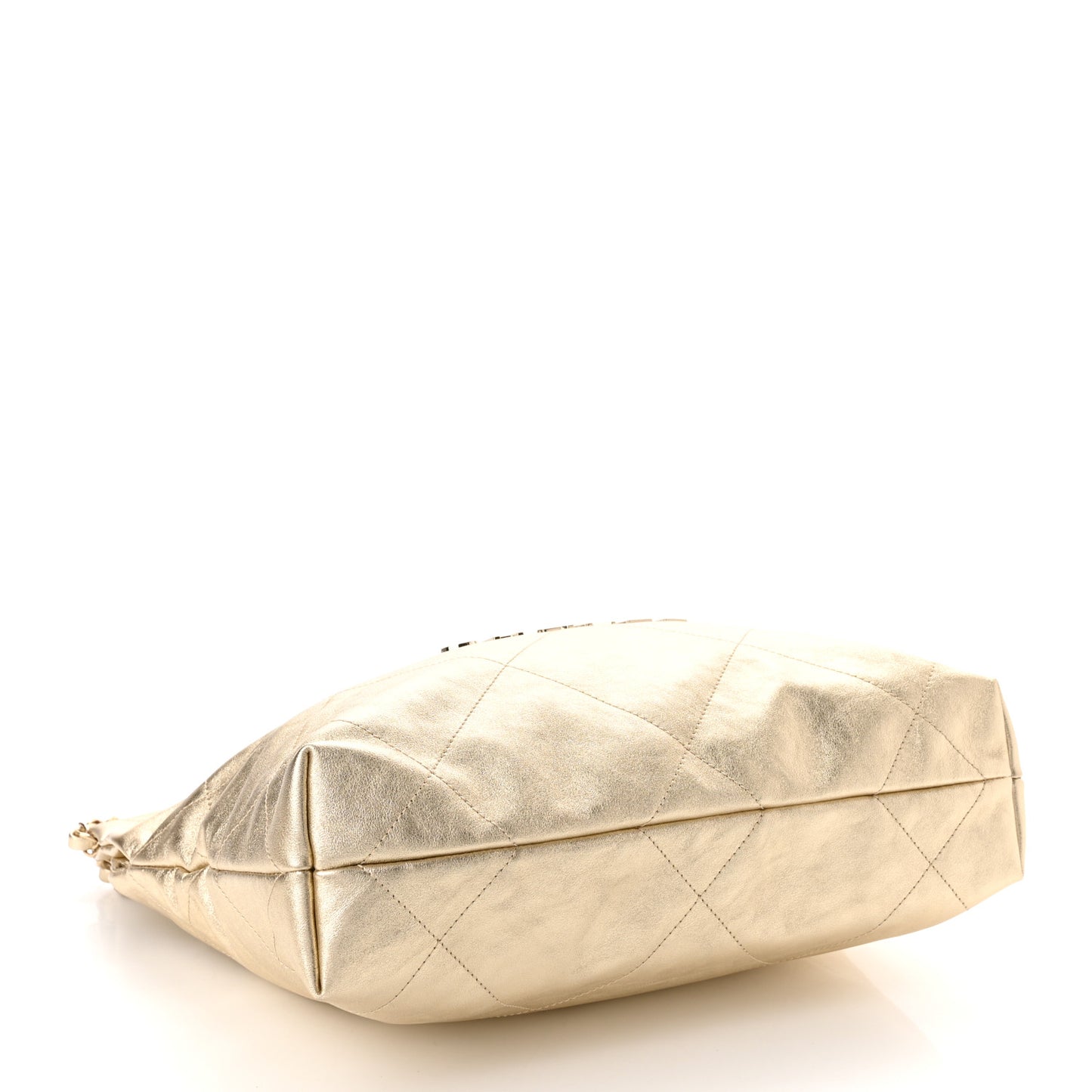 Metallic Calfskin Quilted Small Chanel 22 Light Gold
