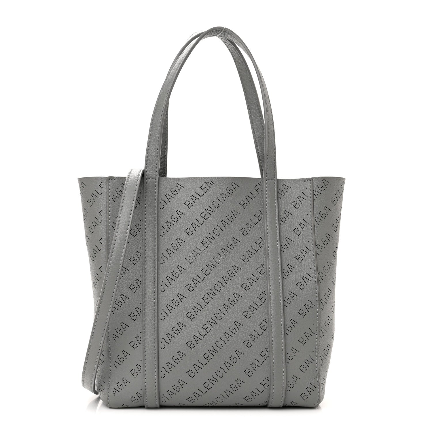 Balenciaga Smooth Calfskin Logo Perforated XXS Everyday Tote Gris Cendre 1 of 10