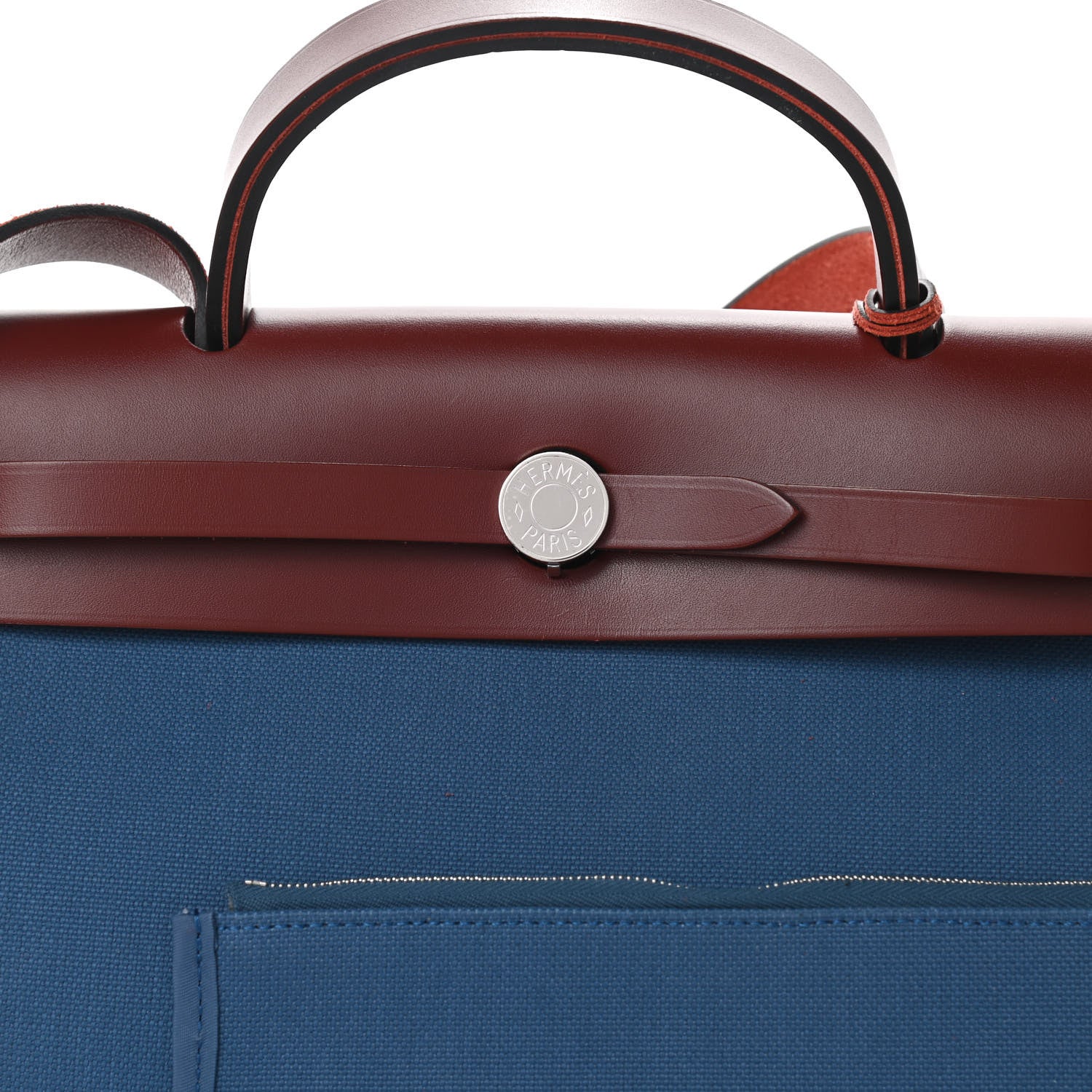 Hermes Vache Hunter Toile Militaire Herbag Zip 31 PM Bleu Agate Rouge H 7 of 10