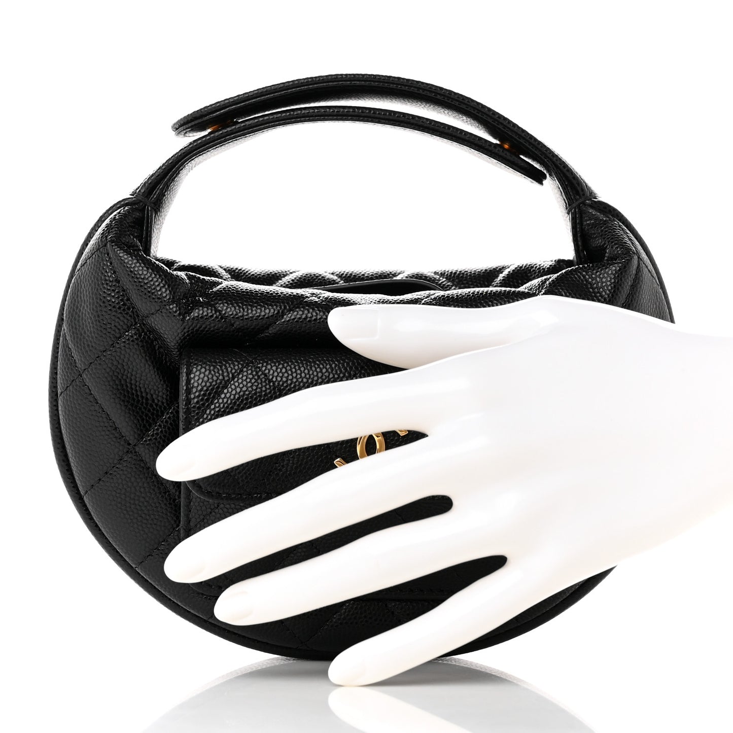 Caviar Quilted Polly Pocket Pouch Hobo Black