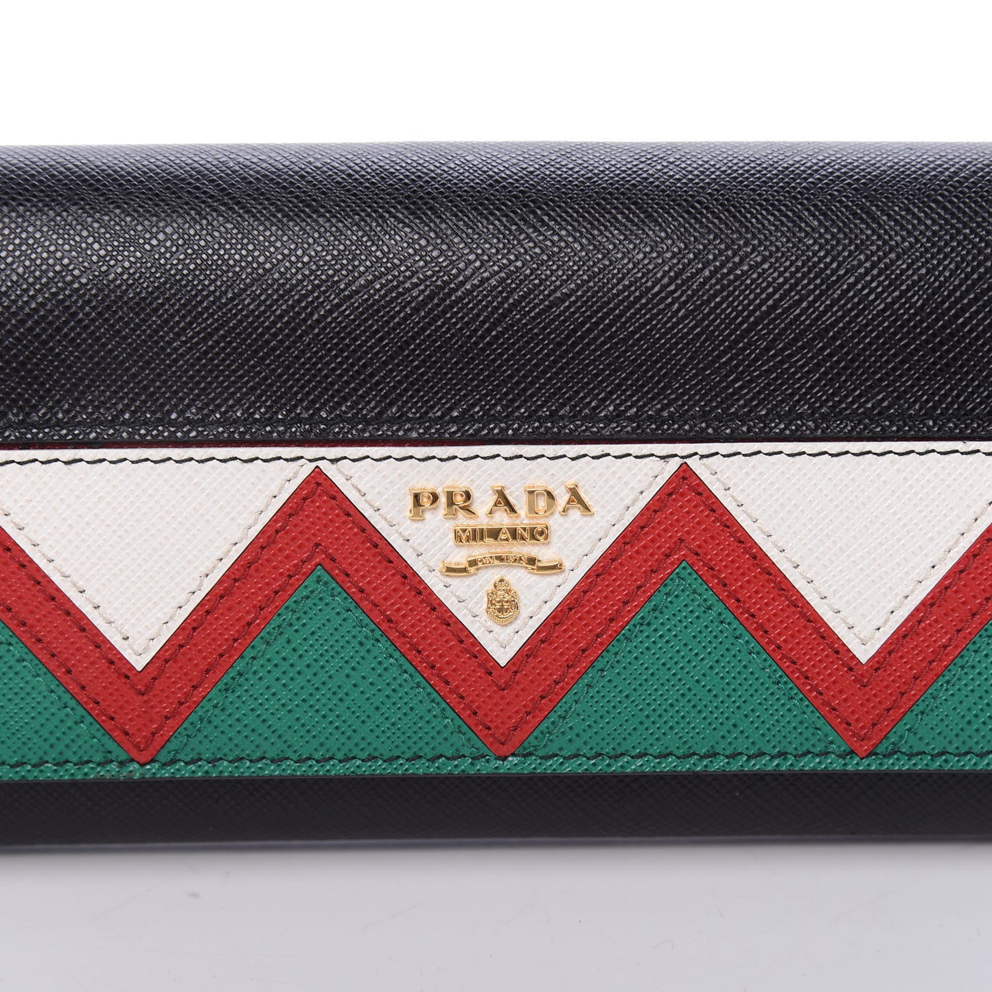 Saffiano Greche Flap Continental Wallet Black Rosso