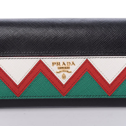 Prada Saffiano Greche Flap Continental Wallet Black Rosso 9 of 10