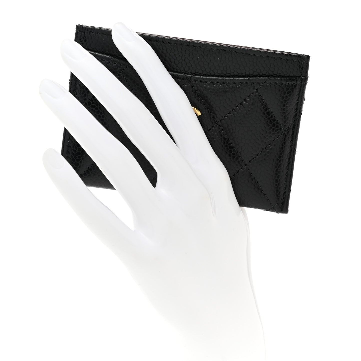 Caviar Quilted Card Holder Black
