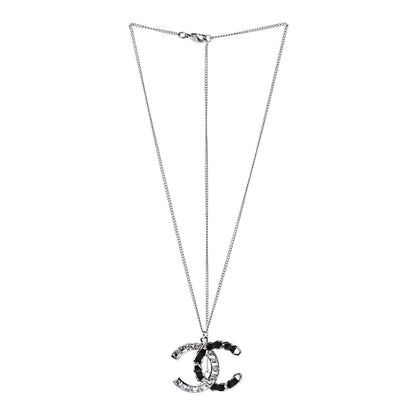 Chanel Lambskin Baguette Crystal CC Necklace Black Silver 2 of 4