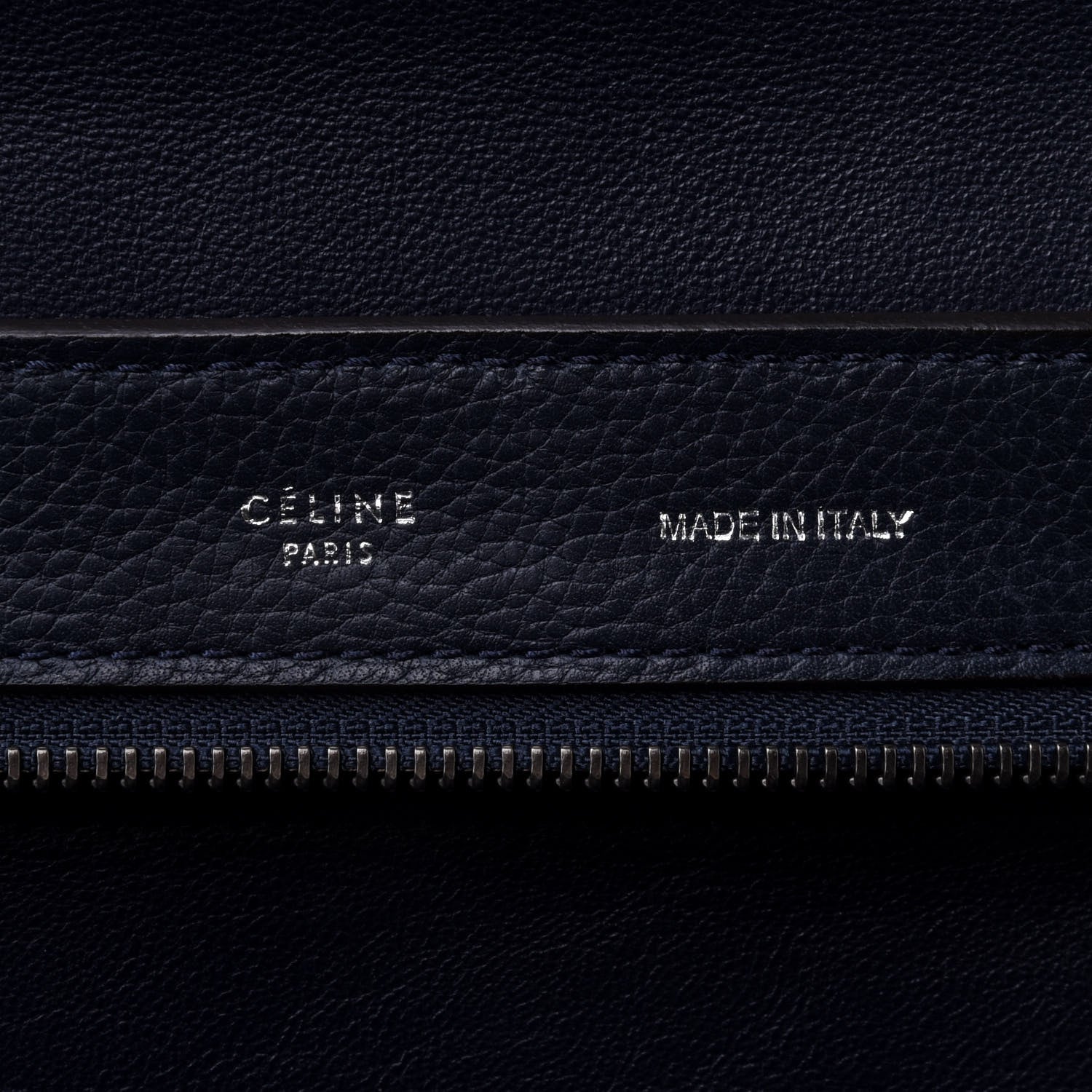 Celine Drummed Calfskin Suede Medium Trapeze Navy Blue 5 of 16