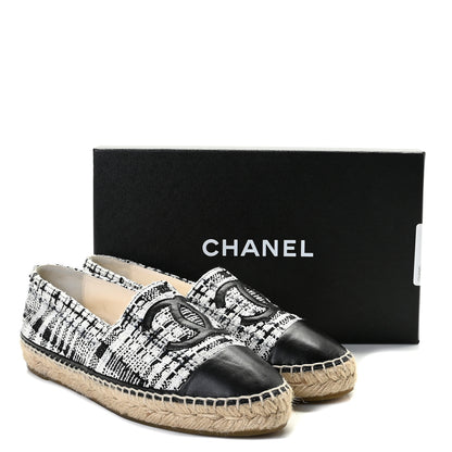 Chanel Tweed CC Espadrilles 39 Black White 11 of 11