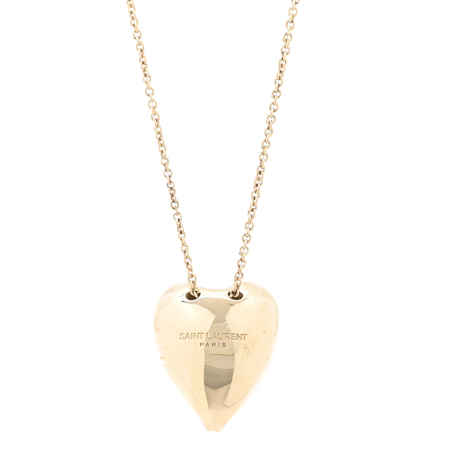 Saint Laurent Metal Cowrie Shell Heart Necklace Gold 4 of 4