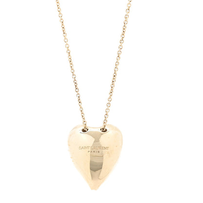 Saint Laurent Metal Cowrie Shell Heart Necklace Gold 4 of 4