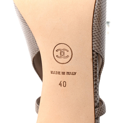 Chanel Lizard Grosgrain Cap Toe CC Slingback Sandals 40 Taupe 7 of 9