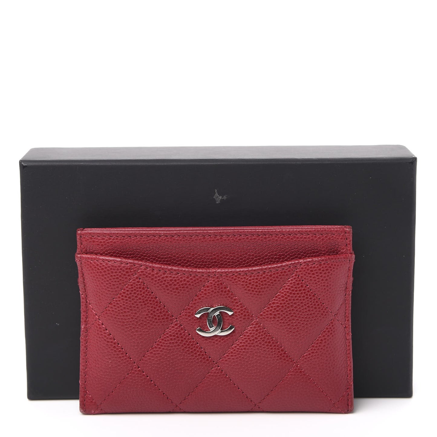 Caviar Quilted Card Holder Red